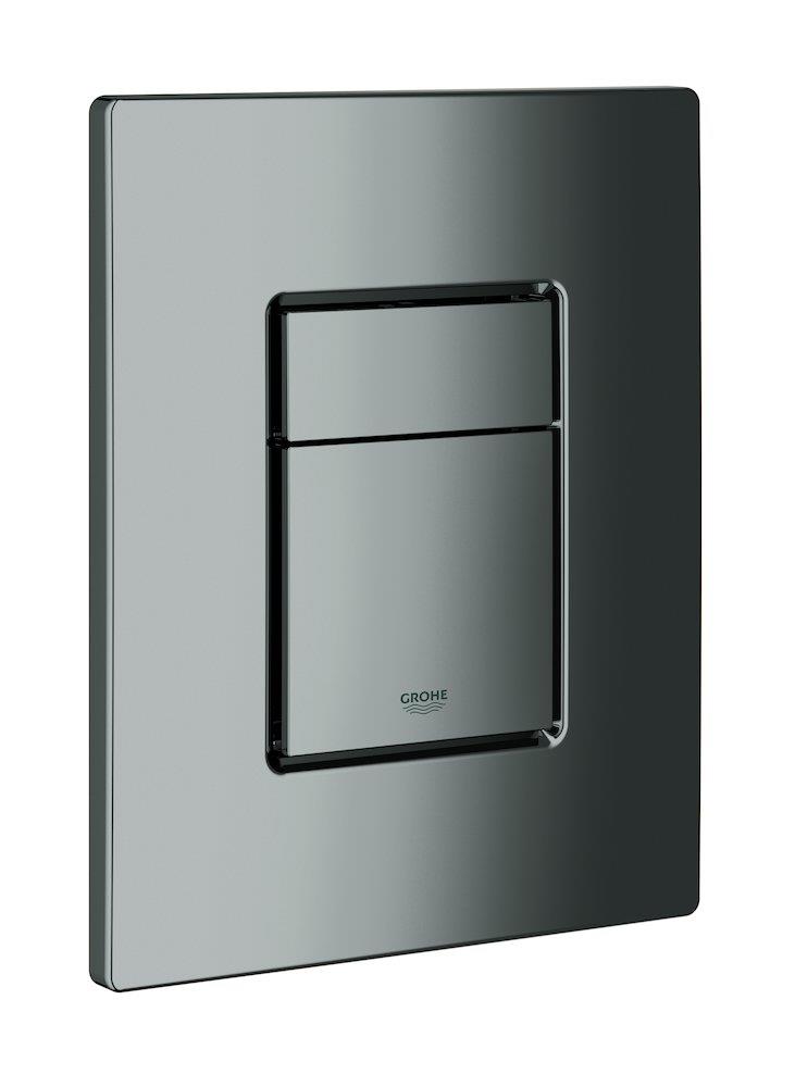 Grohe Skate Cosmopolitan Cistern Flush Plate, hard graphite polished, dual-flush