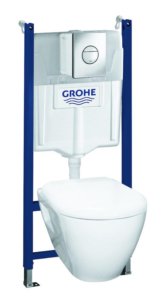 Grohe Solido Wall-Hung Bowl Multipack bowl, seat, and push button - Yes