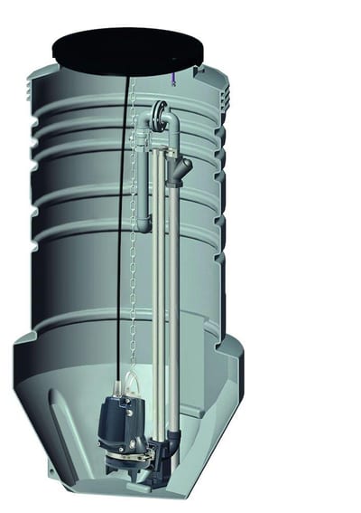 Grundfos Pump Well with pump - 600mm, 3000mm, SEG.40.12, black wastewater