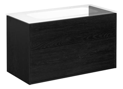 Gustavsberg Artic Base Cabinet Black Oak - 550x980x465mm, Black, 2 Drawers, No Grip