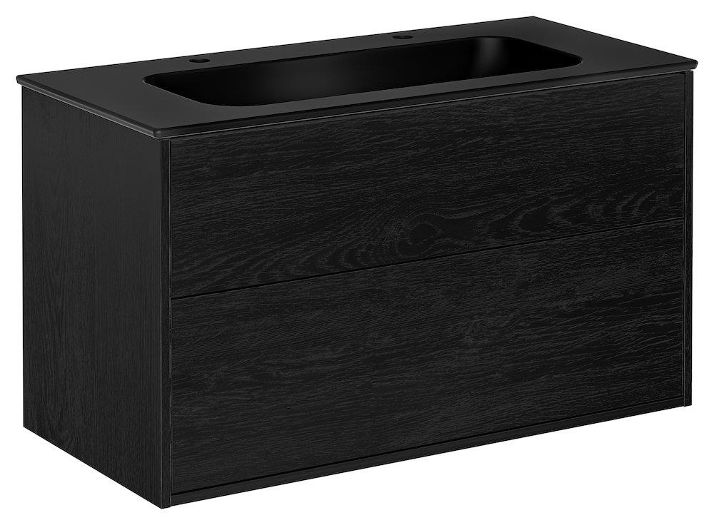 Gustavsberg Artic Furniture package - 1000mm, black, assembled, 2 drawers, 2 basins