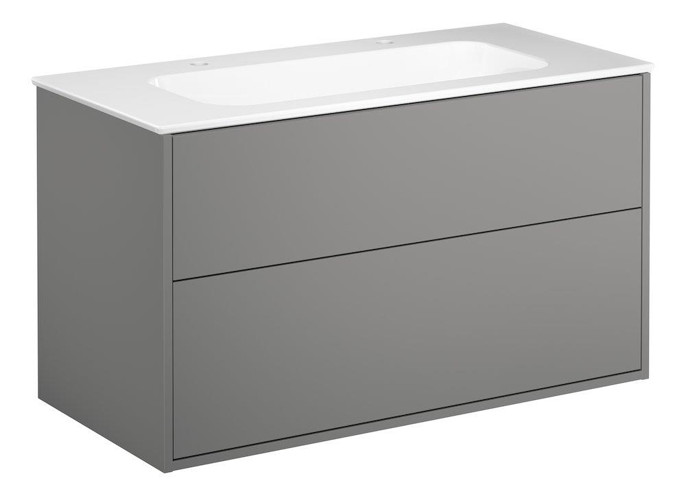 Gustavsberg Artic Furniture pkg - 1000×550×465mm, grey, 2 drawers, 2 tap holes, 2 basins