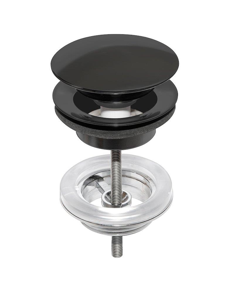 Gustavsberg Bottom Valve - 1 1/4", Push-open, black