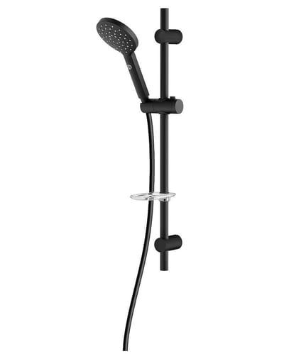 Gustavsberg Round Shower Set, 605 mm Rail, 3 Functions, 120 mm Head, Matte Black