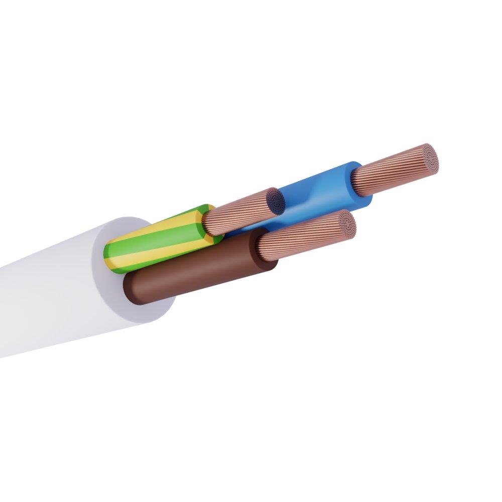 H05VV-F Mounting wire - 3G0,75MM2, white, PVC