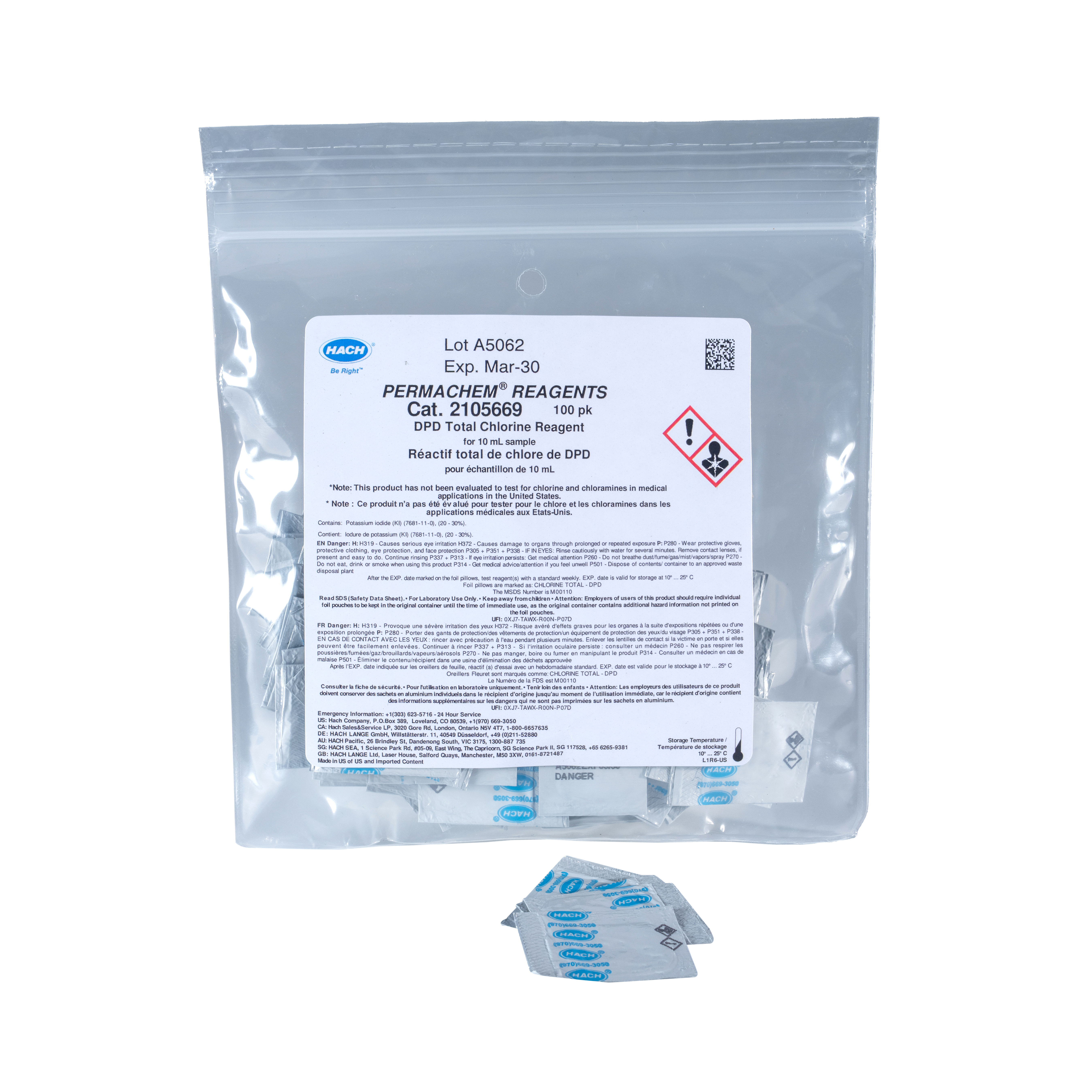Hach DPD Total Chlorine Powder Pillows 100PK