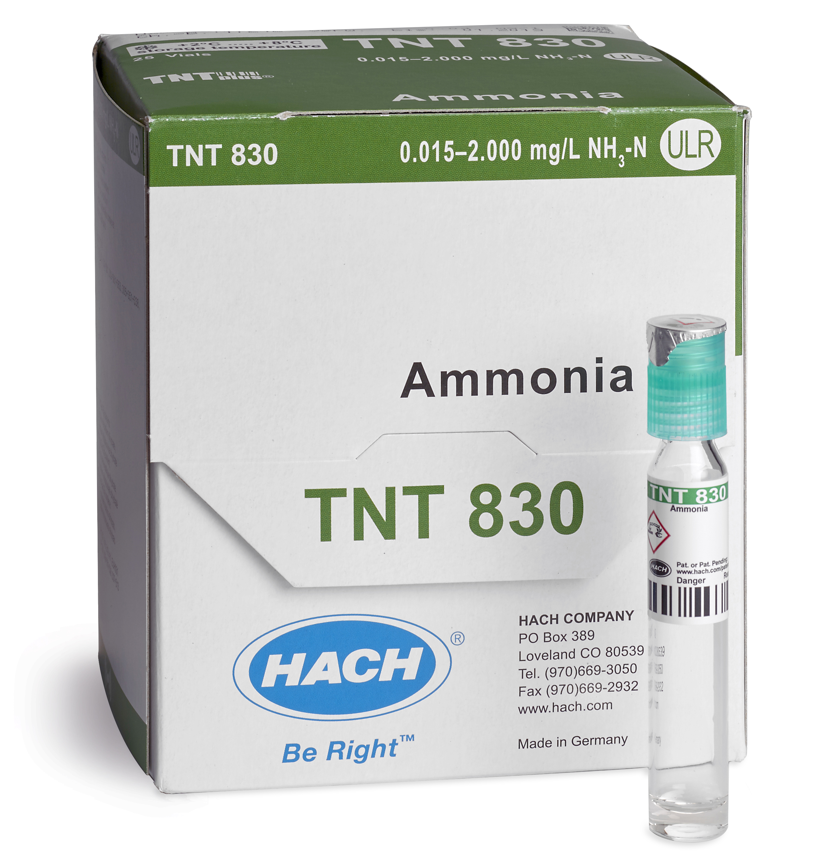 Hach Ammonia TNTplus Vial Test ULR 0.015-2.00 mg/L NH3-N (TNT830)
