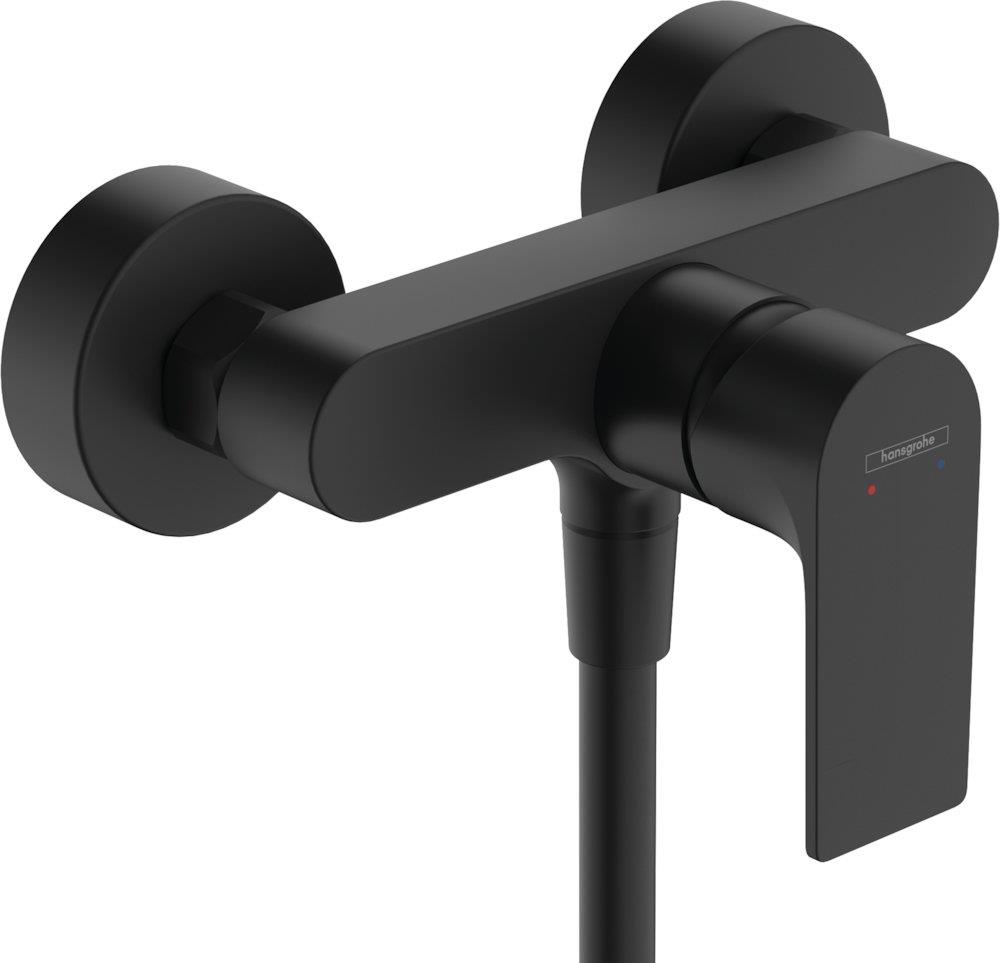 hansgrohe Rebris E single-lever bath and shower mixer, exposed, matte black