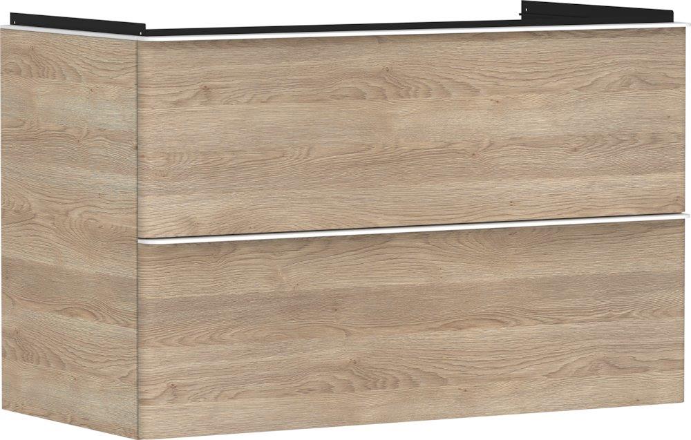 hansgrohe Xelu Q Base Cabinet Natural Oak - 980mm, 2 Drawers, Foil Surface