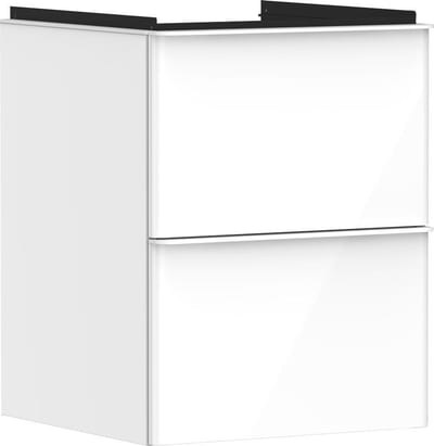 hansgrohe Xelu Q Base Cabinet White High Gloss - 625mm, Foil, 480x475mm, 2 Drawers