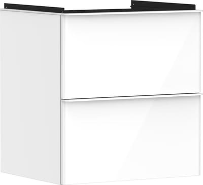 hansgrohe Xelu Q Base Cabinet White High Gloss - 625mm, Foil, 580x475mm, 2 Drawers
