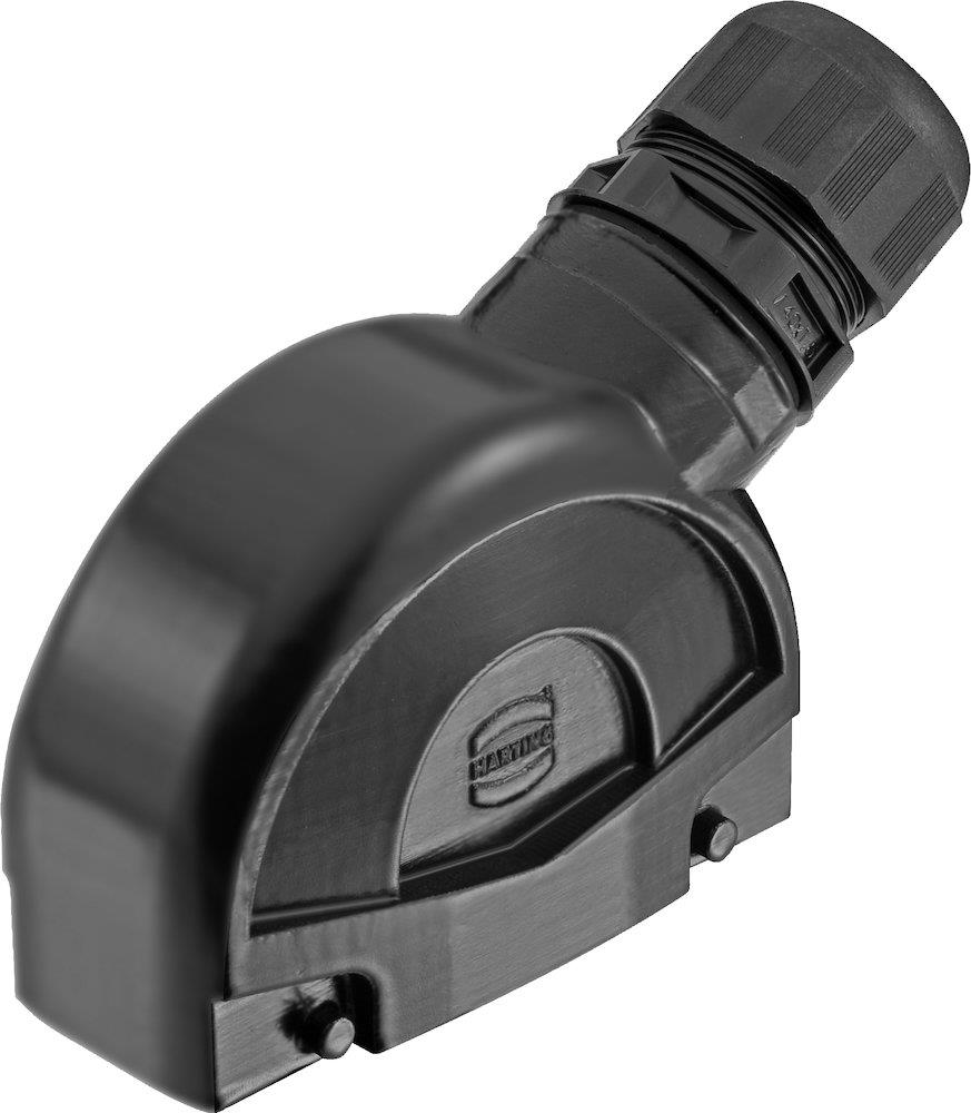 Harting 24B ECO-MOD-24-HSE Angle plug housing - 24B, PA ( Polyamide ), black ( RAL 9005 ), 1 x M40