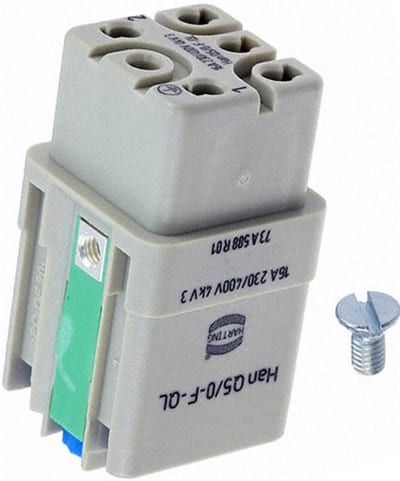 Harting Q5-0-F-QL 2,5mm Multi-plug insert - 5P, 3A, Female