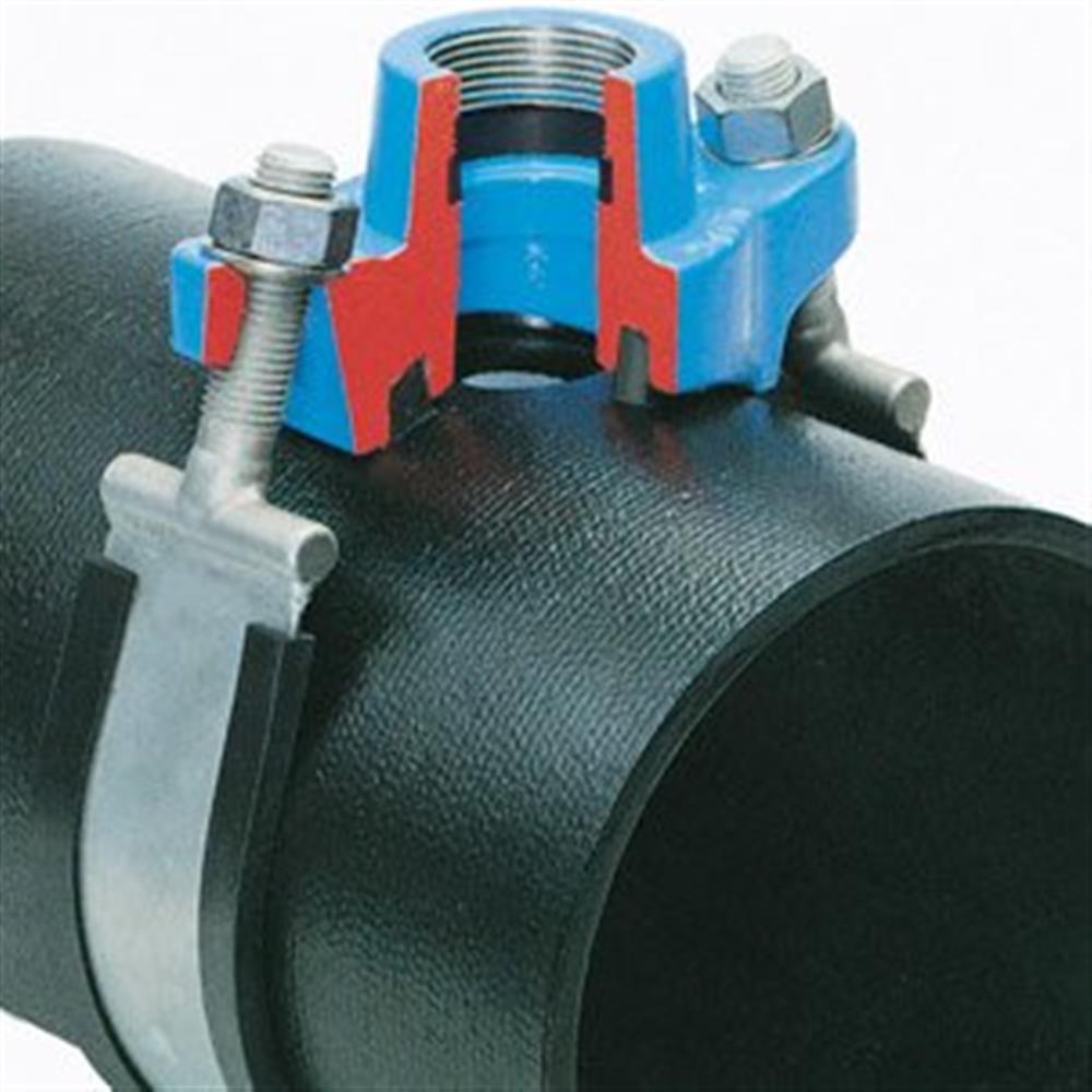 Hawle Tapping clamp with internal BSP thread - 50, 60-68mm, 1"