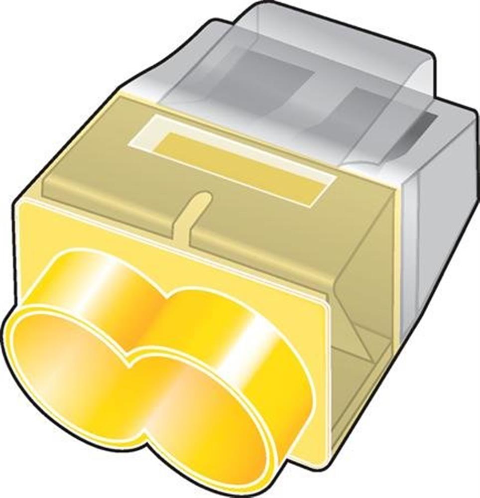 HellermannTyton HCPM-2 Joint Socket - 2P, yellow, 0,5 - 2,5 mm²