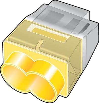 HellermannTyton HCPM-2 Joint Socket - 2P, yellow, 0,5 - 2,5 mm²
