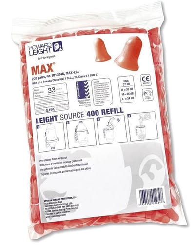 Honeywell Max LS Earplugs - 37DB, PU foam, red, 400PAR