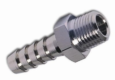 Hose nozzle brass, nickel-plated nipple BSPT - 18mm, 3/8"