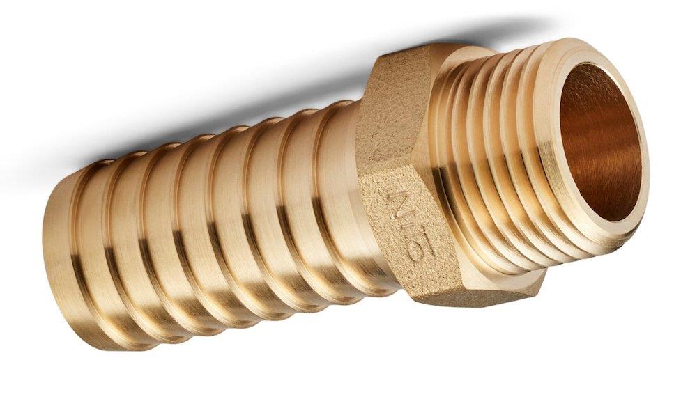 Hose nozzle brass nipple BSPT - 19mm, 1/2"