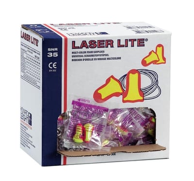 Howard Leight Laser Lite Earplugs - 35DB, PU foam, Pink/yellow, 200PAR