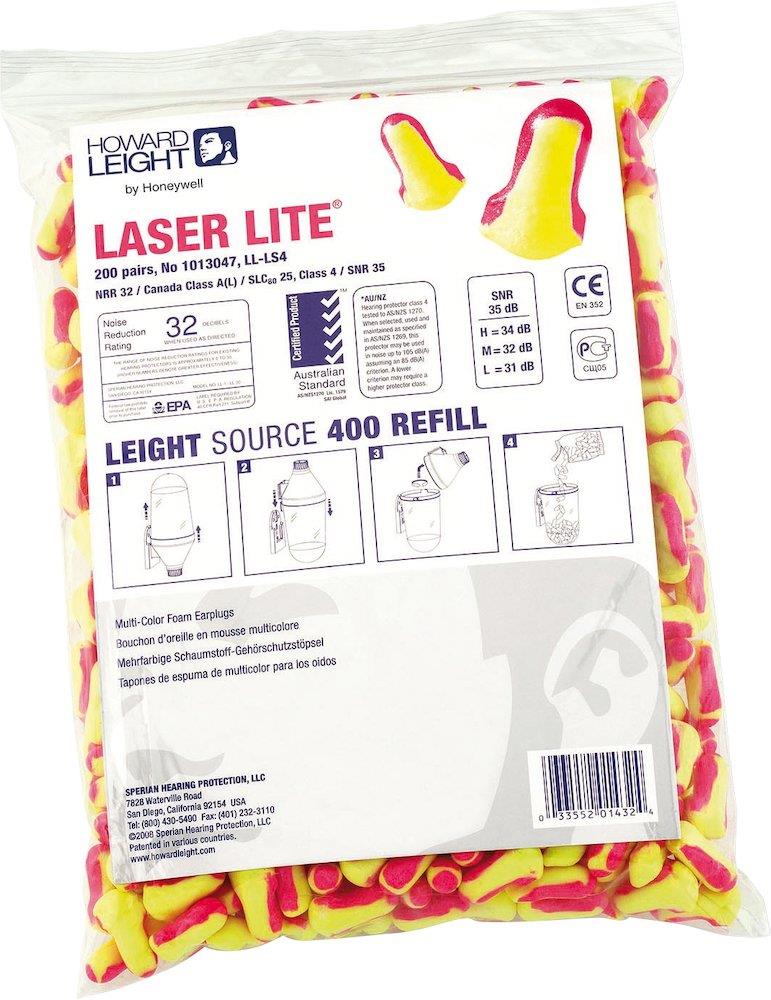 Howard Leight Laser Lite LS Earplugs - 35DB, PU foam, Pink/yellow, 200PAR
