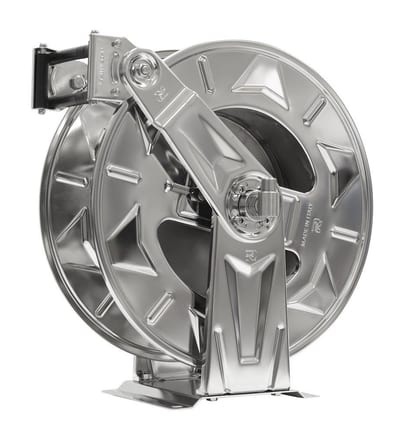 HR1000 3/8 HAI Hose reel stainless AISI304 - 1/2" nipple, 250bar, 3/8", Compressed air/water, 15M