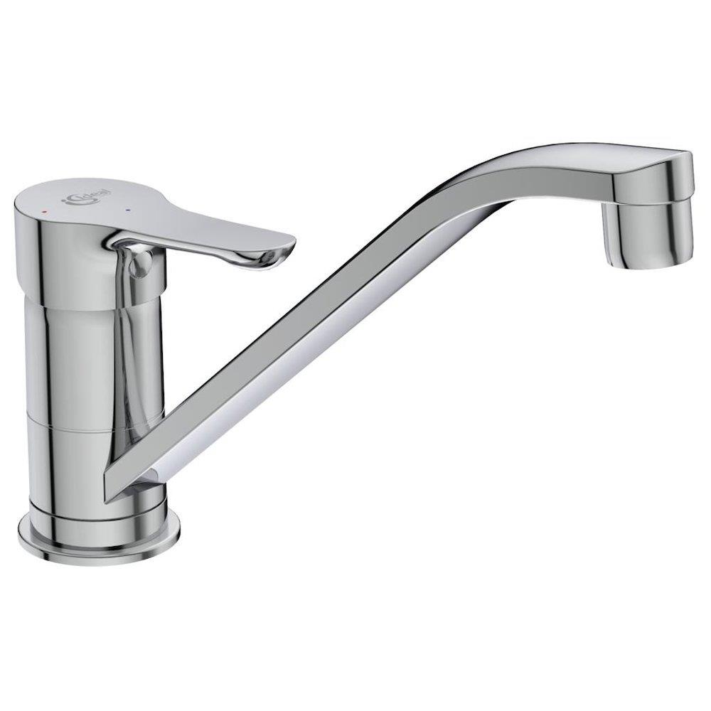 Ideal Standard Alpha Kitchen faucet with cold start - 1 handles, Chrome-plated, 224mm, J-spout, Without, Low, Yes