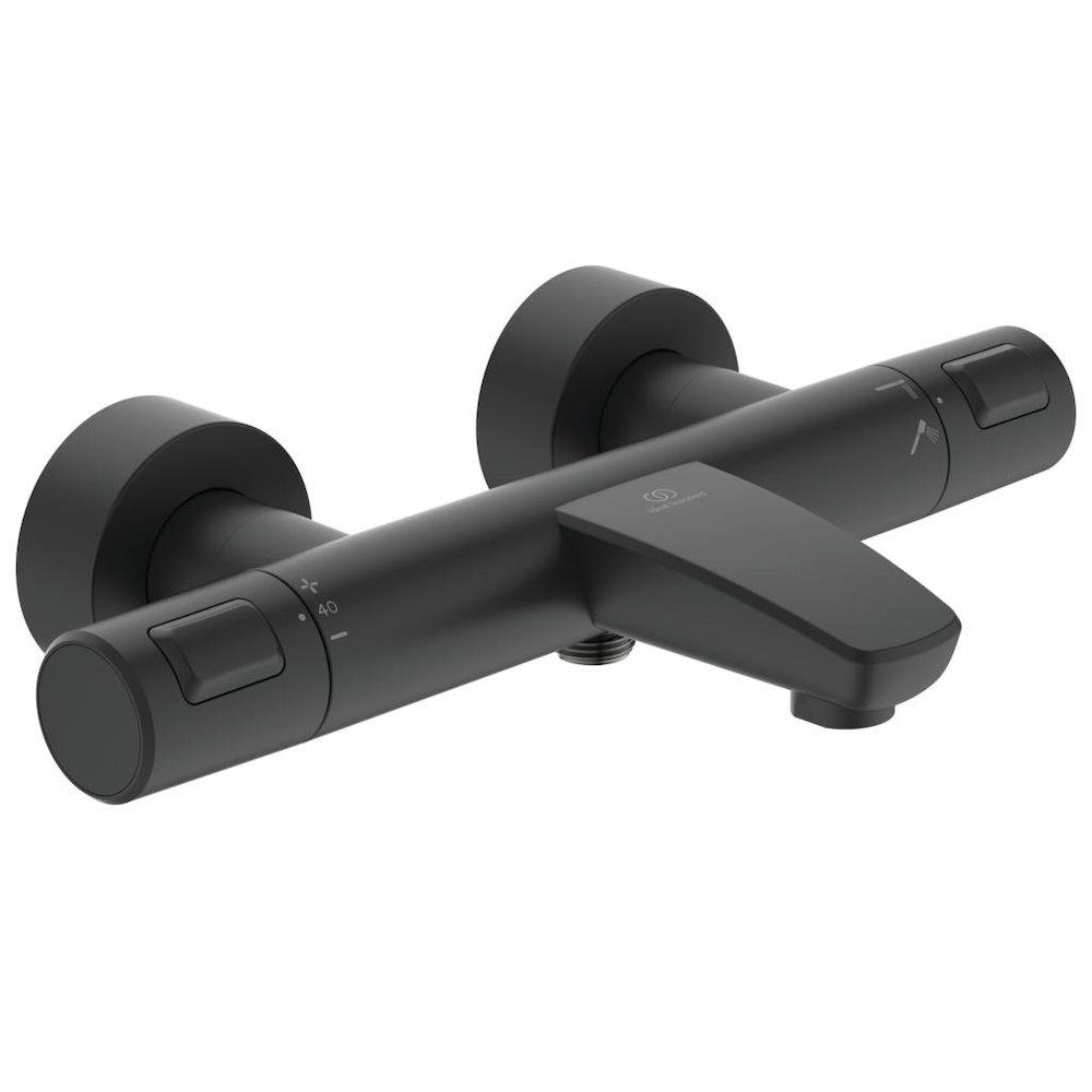Ideal Standard Ceratherm T25 bath and shower thermostat silk black 2 handles included spout