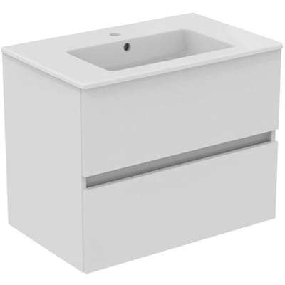 Ideal Standard Eurovit+ Furniture package - Foil/melamine-coated/lacquered, 710mm, 565mm, 450mm, white, Assembled, 2 drawers, Centre-placed, Integrated, 1 basin