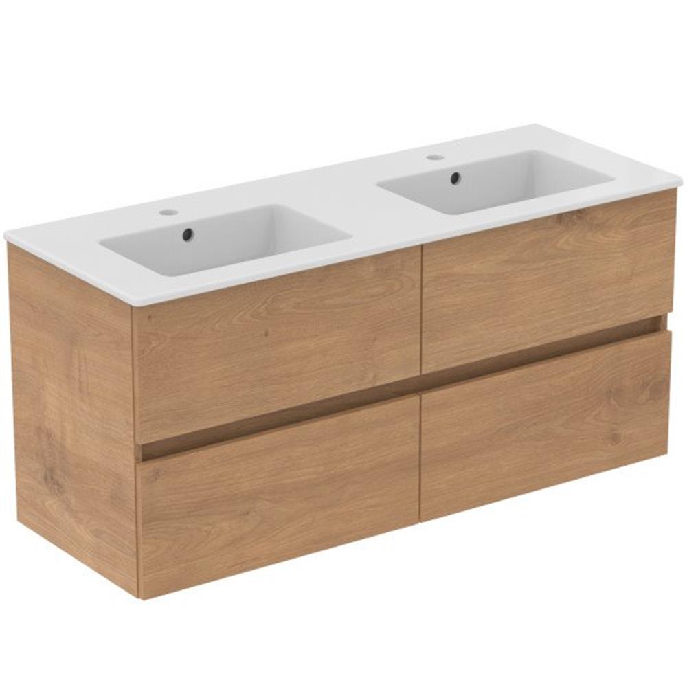 Ideal Standard Eurovit+ Furniture Natural Oak - 1215x565x455mm, oak, 4 drawers, 2 basins