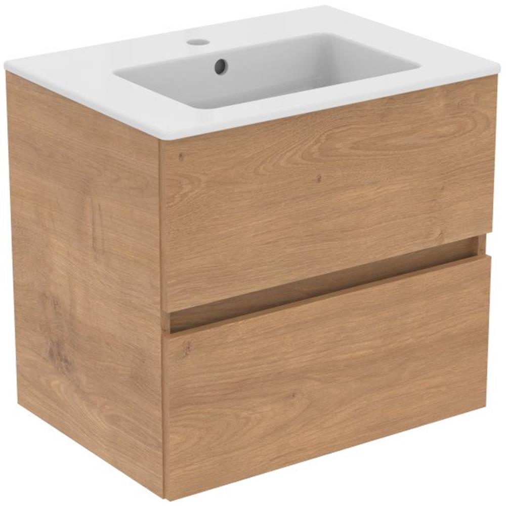 Ideal Standard Eurovit+ furniture pkg oak — 610×565×450 mm, assembled, 2 drawers