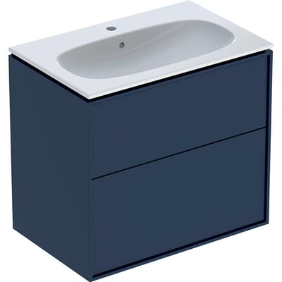 Ifö Sense Art furniture package matte midnight blue - lacquered, 750mm, 644mm, 480mm, blue, assembled, 2 drawers, centre-mounted, no, 1 basin