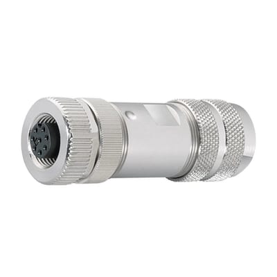 Binder M12-A female cable connector, 8.0 - 10.0 mm, shieldable, screw clamp, IP67, UL
