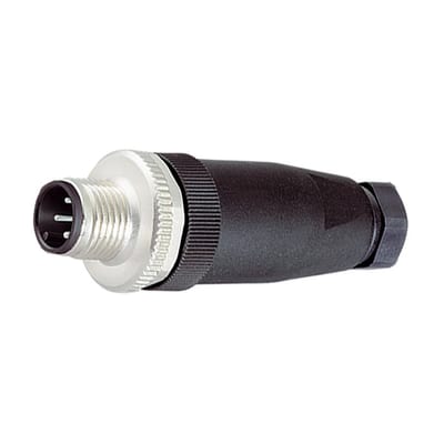 Binder M12-A male cable connector, 4.0 - 6.0 mm, unshielded, screw clamp, IP67, UL