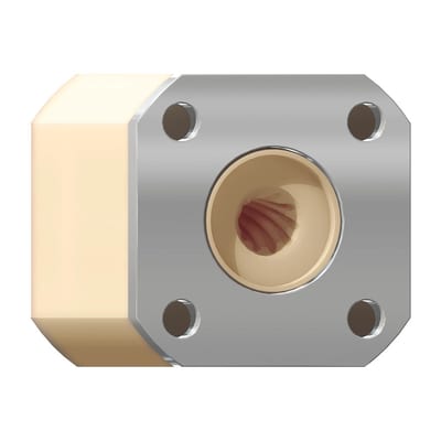 DryLin® JGRM heavy duty lead screw nut with stainless steel plate, right-handed thread