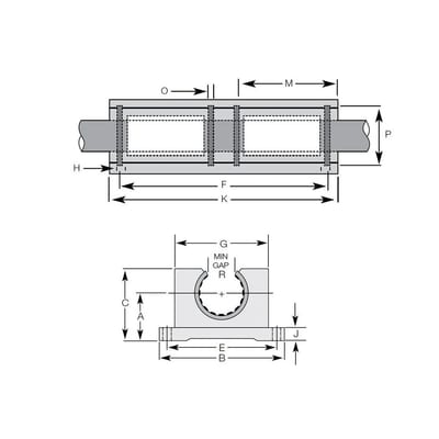 drylin® R – Inch Low–Clearance Twin Pillow Block – Standard – Open Version – Suitable for All Shafting (OJUI-31-16TW)