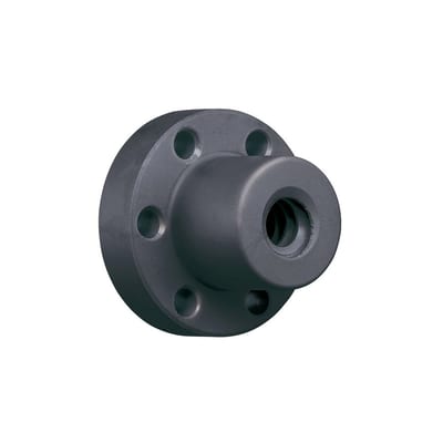 drylin® trapezoidal lead screw nut with flange housing, fast forward quick-lock fastener, iglide® J (J200FRM-2835TR16X2)