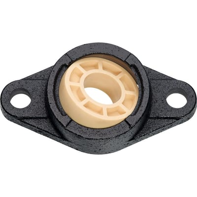 Fixed flange bearings with 2 mounting holes, cast iron housing UC, igubal® JEM-SP