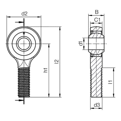 Metallic igubal® rod end with external thread, iglide X inner ring
