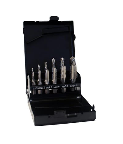 Ironside Chip Breaker Tap Set with drill HSS bright - 12PCS, Metric, M3-M10 + 6 x drill bit, M3-M10, HC-054