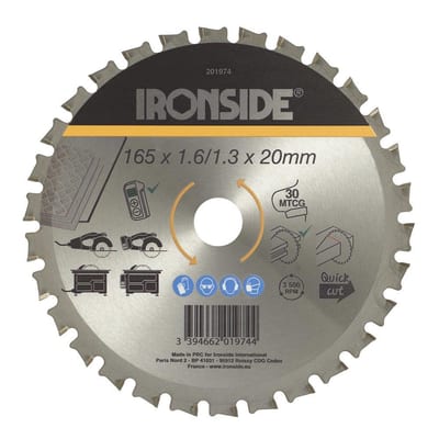 Ironside Circular Saw Blade - 165mm, 20mm, 30PCS, 1,3mm, steel, 201974