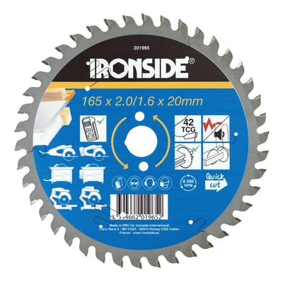 Ironside Circular Saw Blade - 165mm, 20mm, 42PCS, 1,6mm, Aluminium, 201965