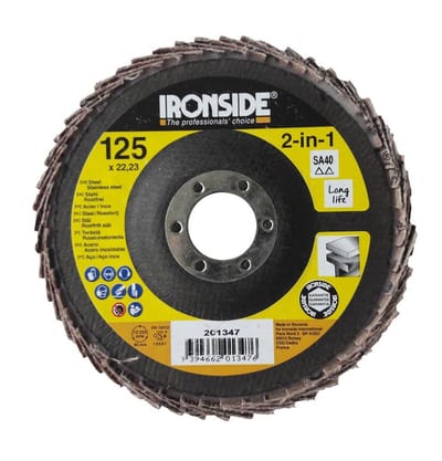 Ironside Curve 90° 2IN1 Flap Disc conical - 22.23mm, 125mm, 40, steel, Ceramic, 201347