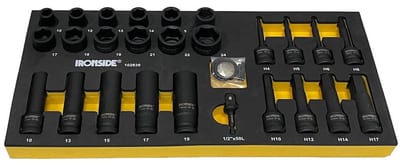 Ironside module Tool Assortment impact sockets 1/2" - 29PCS, 188mm, 403mm, 1/3 drawer