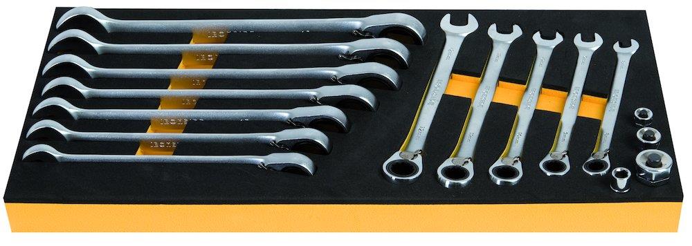 Ironside module Tool Assortment ringspanner ratchet wrenches 8-19mm - 16PCS, 188mm, 403mm, 1/3 drawer
