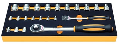 Ironside module Tool Assortment socket set Twist 1/4+1/2" - 22PCS, 188mm, 403mm, 1/3 drawer