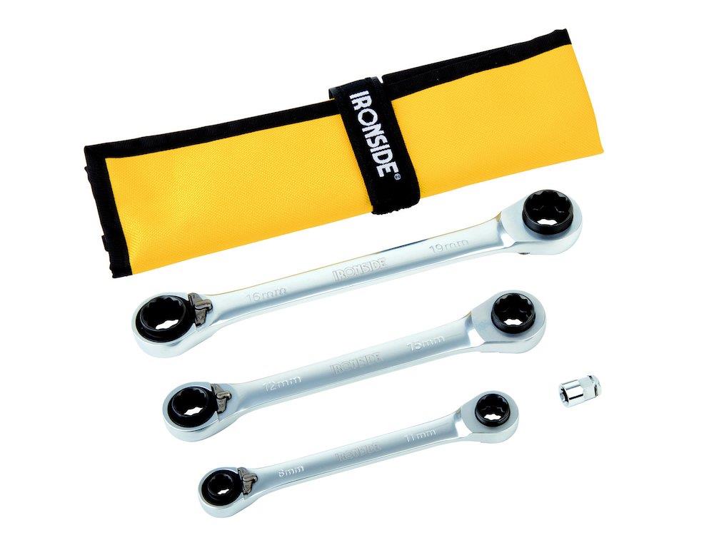 Ironside Ratchet Ring Wrench Set 4-I-1 - 8-19 mm, 4PCS, 117311