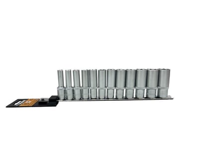 Ironside Socket Set long on rail 6KT. - 12PCS, 3/8", 103124