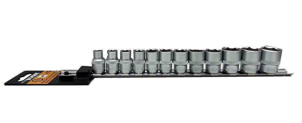 Ironside Socket Set on rail 6KT. - 12PCS, 3/8", 103123