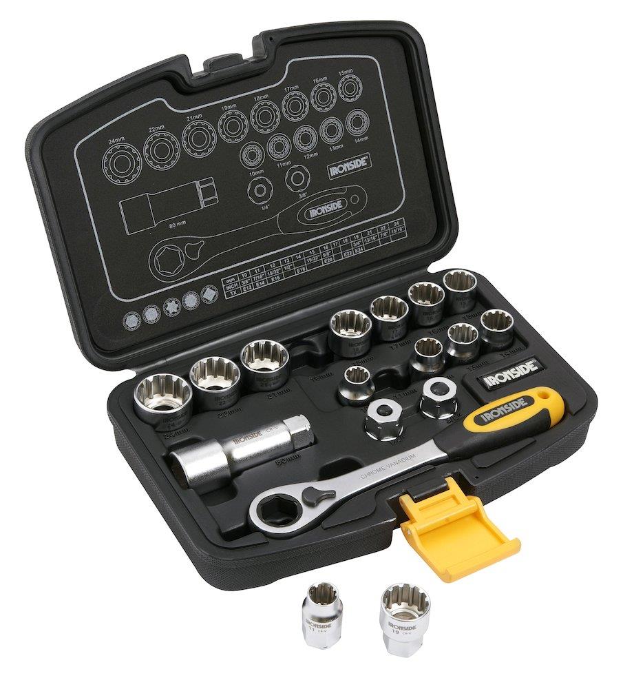 Ironside Socket Wrench Set through - 1/4 & 3/8", 17PCS, 116015